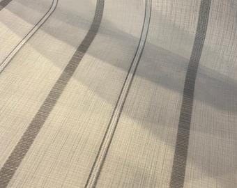 P Kaufmann Glacier White Linen Look Sheer Iznik Stripe 118'' Fabric By The Yard
