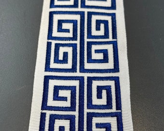 Stoffut Stickerei Blau Weiß Double Greek Key Trim Tape Großware