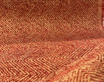 Phillip Bittersweet Red Gold Herringbone Chenille Upholstery Fabric By The Yard