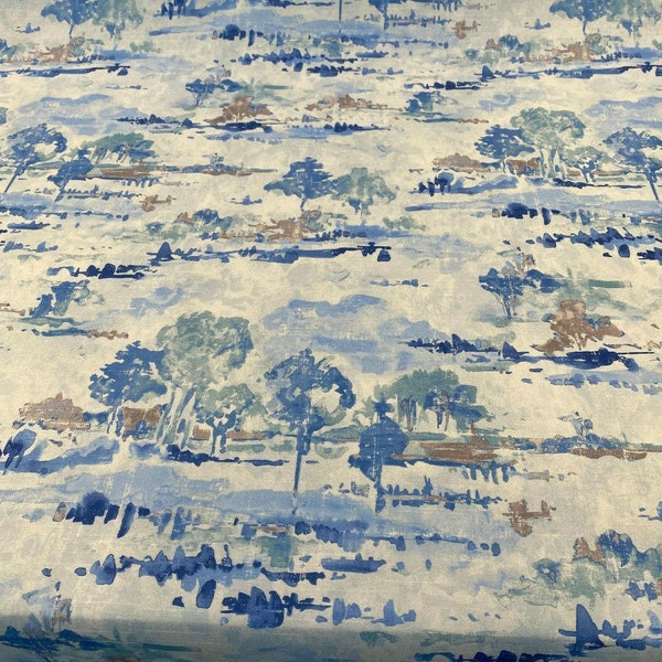 Waverly Blue Fabric Etsy