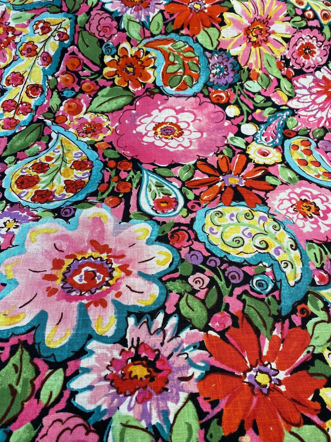 Waverly Black Floral Sweet Summer & Licorice Fabric By The Etsy