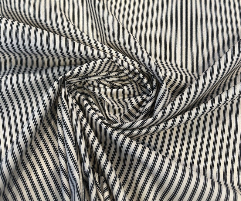 Waverly Timeless Ticking Black Striped Cotton Fabric By The Yard image 4