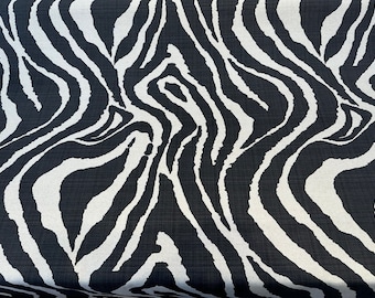 Sinkoku Zebra Black Linen Teflon Drapery Upholstery Fabric By The Yard