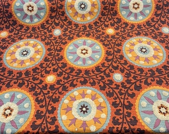 Waverly Tribal Thread Sunset Suzani Drapery Tapicería Tela cortada a medida