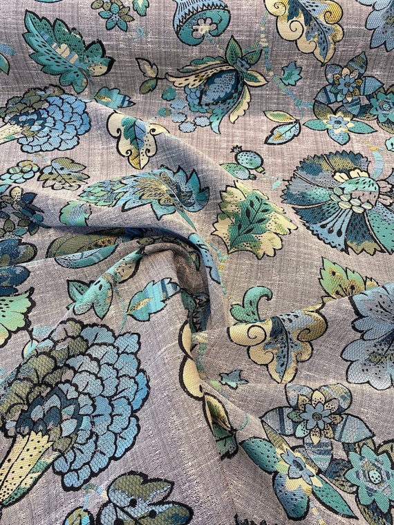 Blue and green drapery cheap fabric