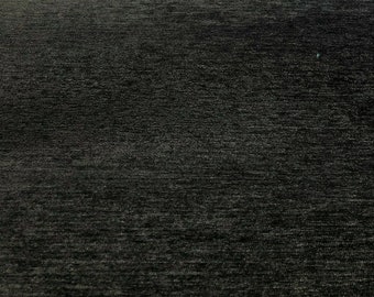 Barcelona Black Soft Chenille Upholstery Fabric By The Yard