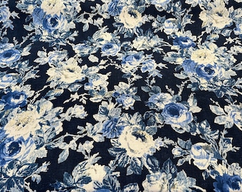 Waverly Apple Hill Indigo Blue Floral Drapery Upholstery Fabric By The Yard