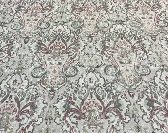 Mazely Damask Ancient Pinkish Cotton Drapery Upholstery Fabric By The Yard
