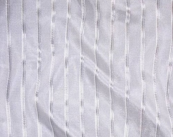 P Kaufmann Crossing Elegant Silver STRIPE Sheer fabric double width By the yard