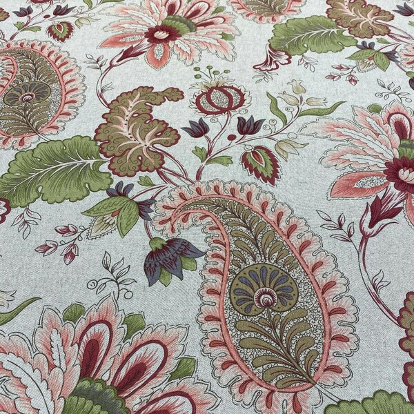 Brenda Rustic Floral Paisley Drapery Upholstery Fabric By The Yard