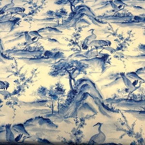 ニキータ エグレット バード ブルー ホワイト カーテン 室内装飾用生地 1 ヤードあたり