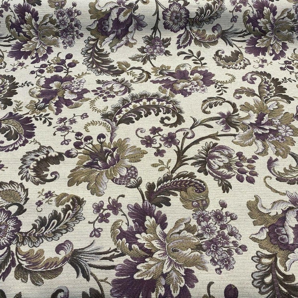 Purple Floral Upholstery Fabric Etsy