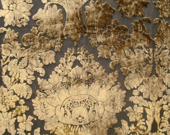 Taupe Gold Imperial Sheer Cut Velvet Fabric By The Yard