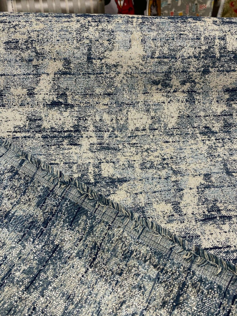 Swavelle Chenille Front Row Sea Blue Upholstery Fabric By The Yard
