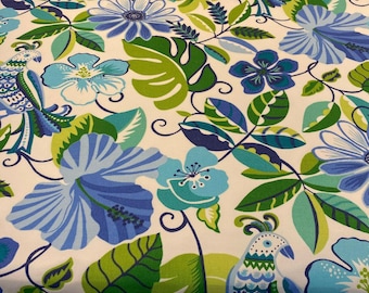 Outdoor Solarium Bird Sanctuary Floral Lagoon Blue Richloom Fabric By The Yard