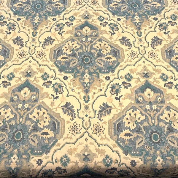 Blue Damask Fabric Etsy