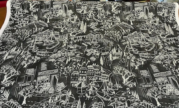 Kelly Ripa Home Daily Sketch Toile Black White Fabric By The Yard