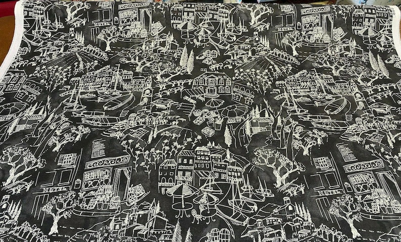 Kelly Ripa Home Daily Sketch Toile Svartvitt Tyg, måttbeställd bild 1