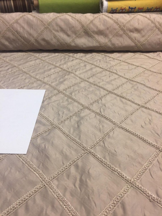 Paramount Sand Braided Trim Taffeta Drapery Fabric By The Etsy