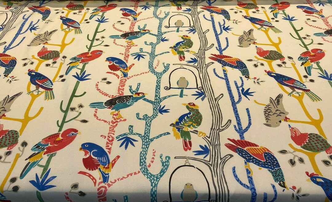 Waverly Bird House Parrots Chatter Prism Fabric by the Yard Etsy