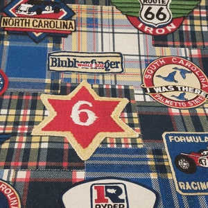 Blue Route 66 North Carolina Colorado cotton print 56&quot; Fabric  by the yard Multipurpose