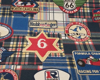 Blue Route 66 North Carolina Colorado cotton print 56" Fabric  by the yard Multipurpose