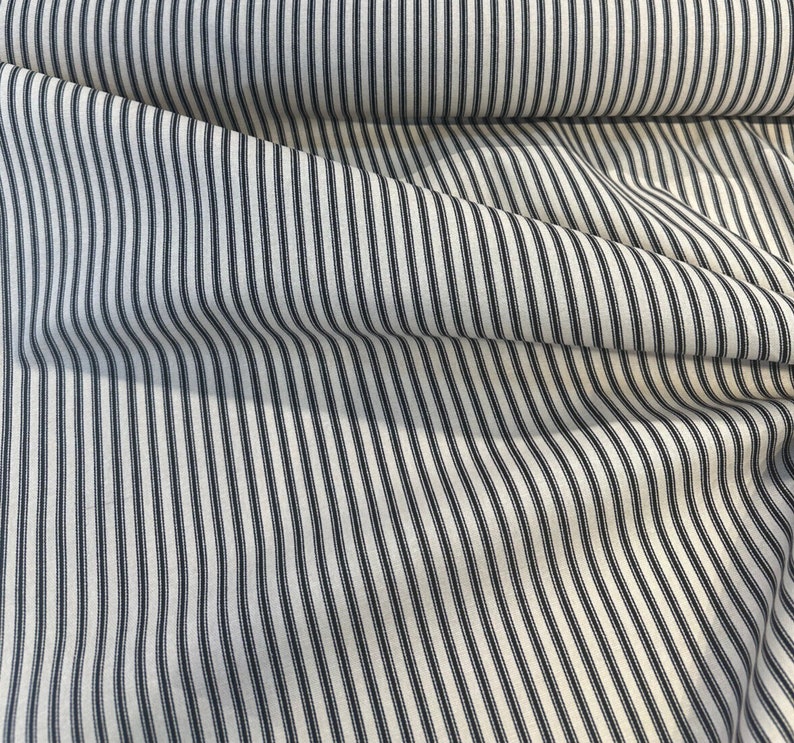 Waverly Timeless Ticking Black Striped Cotton Fabric By The Yard image 5