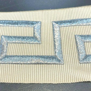 Embroidery Ivory Silver Greek Key Trim Tape By The Yard