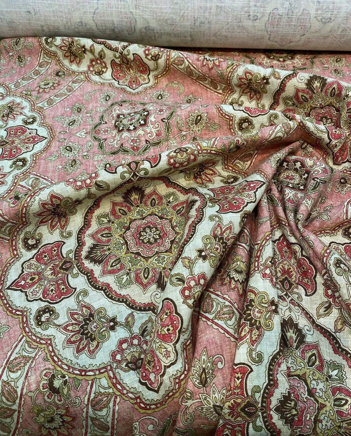 Messina Dusty Rose Pink Damask Linen Blend Covington Fabric by - Etsy