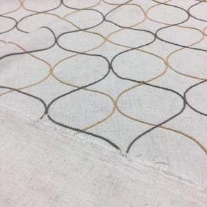 Silhouette Heritage Embroidered Linen Drapery Fabric  by the yard