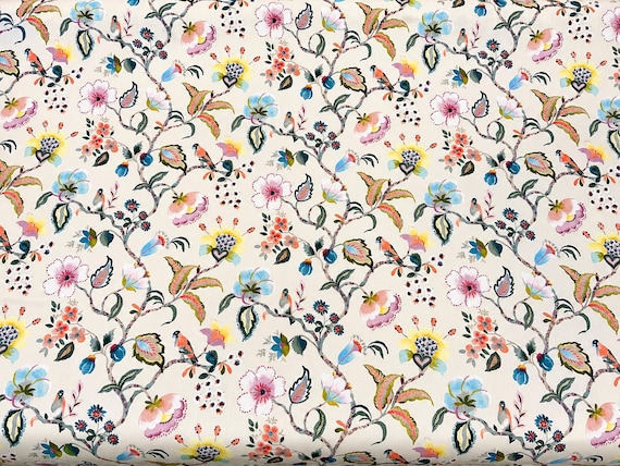 Winfred Sorbet Floral Birds Home Decor Belle Maison Fabric By The Yard