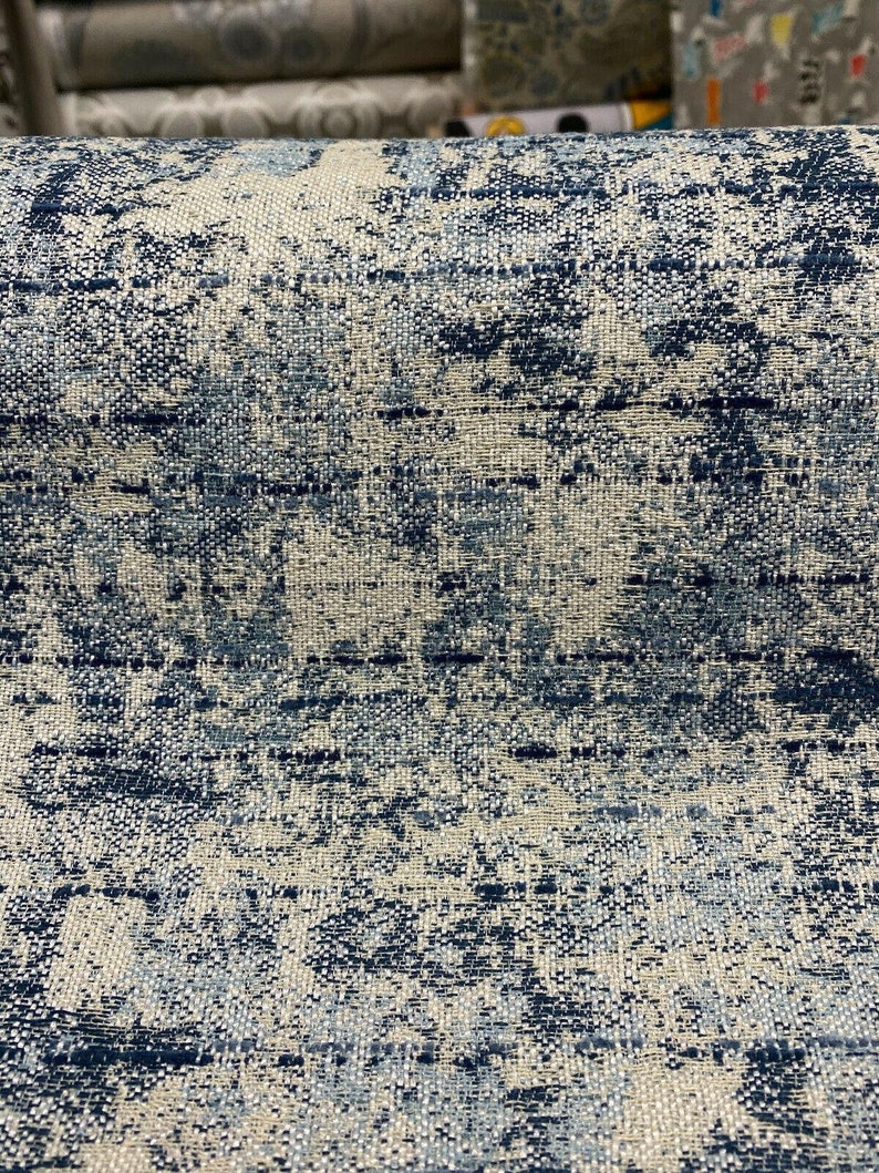 Swavelle Chenille Front Row Sea Blue Upholstery Fabric By The Yard
