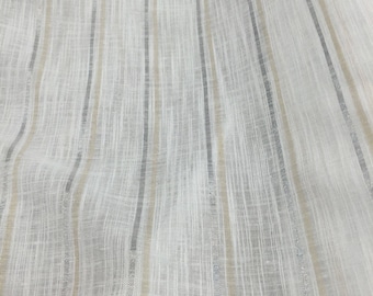P Kaufmann Salt White Gold Byline Elegant linen look Sheer 120" wide Fabric By the yard
