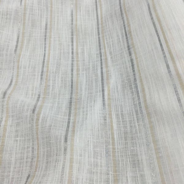 P Kaufmann Salt White Gold Byline Elegant linen look Sheer 120" wide Fabric By the yard