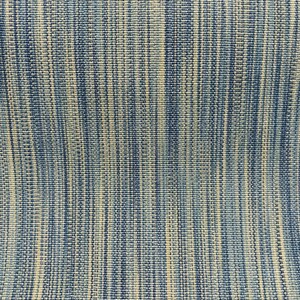 May include: A close-up of a blue and white striped fabric with a woven texture.