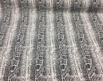 Black White Snake Skin Design  Cotton spandex fabric by the yard
