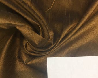 Copper Shantung Faux Silk Polyester Drapery Fabric  by the yard 40 colors