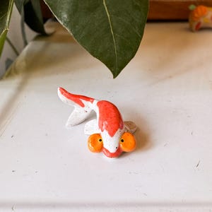 Ceramic fish figurine, pottery fish, fish gift, gift for fish lover, fish figurine, fancy goldfish sculpture, bubble eyed gold fish