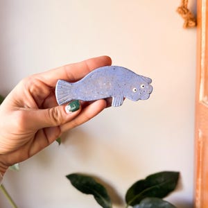 Manatee Magnet, ceramic magnet, manatee decor, manatee refrigerator magnet, ceramic manatee, clay manatee, manatee magnet, manatee gift