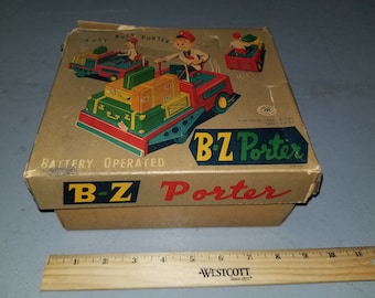 Very Rare B-Z Porter Battery Operated Tin Toy Made in Japan Trade Mark Modern Toys