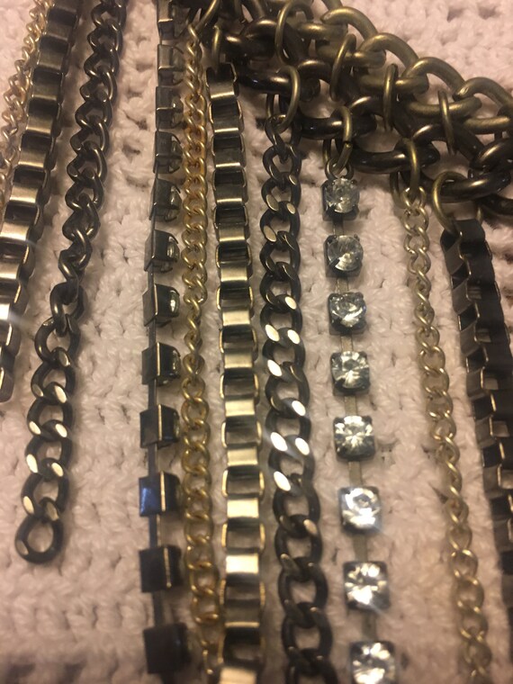 Chain Gang of Silver, Gray and Rhinestone Chains … - image 5