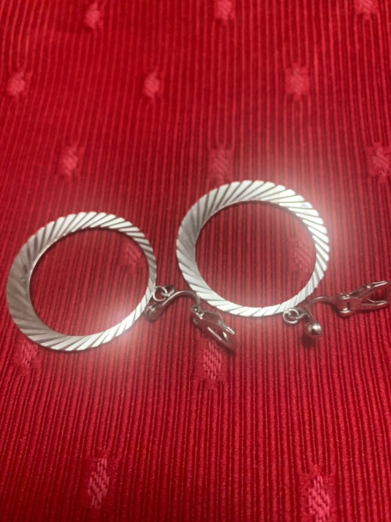 Very Cool Clip on Hinges Silver Hoops -Unique Clas