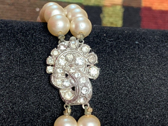 Antique Pearl Rhinestone Clasp Bracelet - image 2