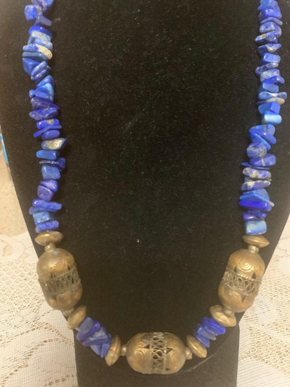 Lapis Lazuli and Brass Beads Necklace - image 4