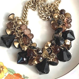 Chunky Dangle Beads Necklace in Blacks and Browns