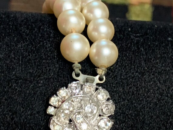 Antique Pearl Rhinestone Clasp Bracelet - image 10