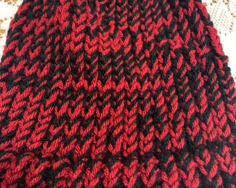 Handmade Varigated Red and Black Child's Hat