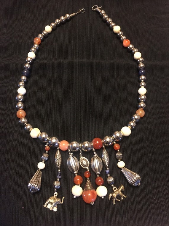 Political Gemstones Necklace; Boho Style, Semi Pr… - image 6