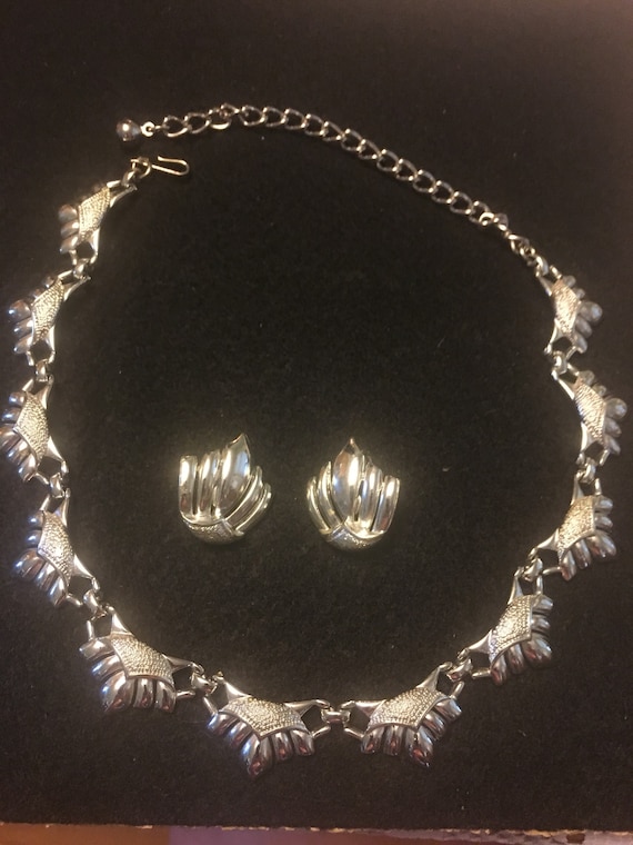 Coro Silver Necklace and Earrings