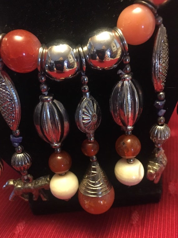 Political Gemstones Necklace; Boho Style, Semi Pr… - image 7
